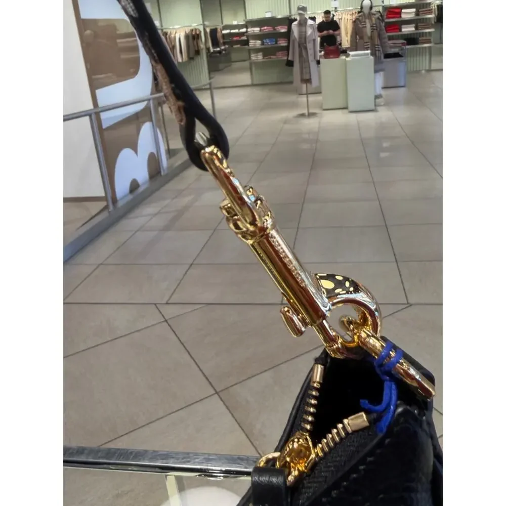 Burberry Black Pebbled Leather with Check Shoulder/hobo bag New - Picture 5 of 7